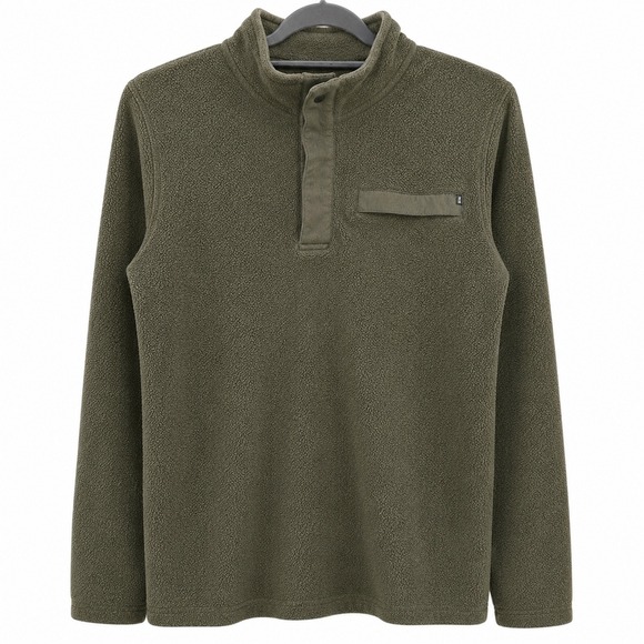 Free Fly Other - Free Fly Mens Medium Fleece Snap‎ Pullover Olive Green Bamboo Performance Layer